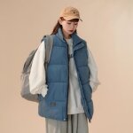 Doudoune sans manches pour femmes funmoon - hiver - gilet rembourr - couleur unie - bleu