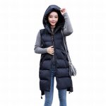 Doudoune sans manches femme doudoune longue  capuche manteau dhiver en coton
