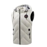Doudoune sans manches homme capuche amovible automne hiver chaude couleur unie - beige