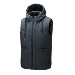 Doudoune sans manche homme a capuche grande taille couleur unie - gris fonce Doudoune sans manche homme a capuche grande taille couleur unie - gris fonce