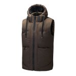 Doudoune sans manche homme a capuche grande taille couleur unie - marron Doudoune sans manche homme a capuche grande taille couleur unie - marron
