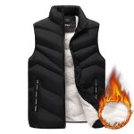 Doudoune sans manches homme double polaire automne hiver casual veste chaude epaisse col montant couleur ...