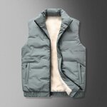 Doudoune sans manches homme epais chaude double polaire fermeture zippe - vert