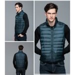 Doudoune sans manche homme - funmoon - ultra lgre - vert militaire - duvet - fermeture clair - noir ...
