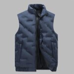 Doudoune sans manches homme grande taille col montant fermeture zippe - bleu marine