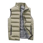 Doudoune sans manches hommes hiver chaud en col standup coupe - vent xd604 kaki Doudoune sans manches hommes hiver chaud en col standup coupe - vent xd604 kaki