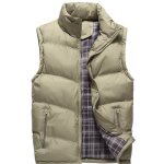 Doudoune sans manches hommes hiver chaud uni de �paississant coupe - vent xd619 kaki