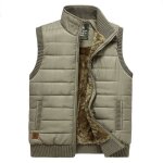 Doudoune sans manches homme - leoclotho - kaki - coupe classique - tissu au fini lisse - fermeture clair ...