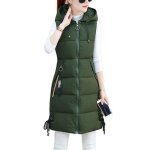 Doudoune sans manches matelass pour femme chaud et lger slim longues doudoune zipp avec capuche hoodie ...