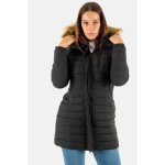 Doudoune superdry fuji hooded mid length puffer 02a - femme - noir - 100% polyester - fermeture clair ...