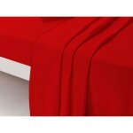 Drap plat - dp134 - rouge - 180 cm x 290 cm - 100% coton - lavable en machine