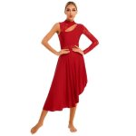Dpois asym�trique robe danse classique femme une manche longue robe danse latine lyrique moderne rumba ...