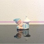 Contenant � drag�es - lealoo - b�b� gar�on - figurine bleue - r�sine - 75 cm