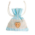 Contenants � drag�es - no name - bourses ray�es bleu pastel - 8x10cm - lin - romantique