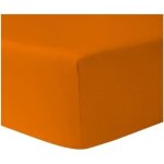 Drap housse - coton - 160 x 200 cm - orange - grand bonnet - 57 fils / cm2