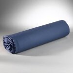 Drap housse - coton - 160x200 cm - 57 fils - bleu marine - 27 cm de bonnet