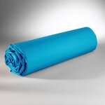 Drap housse - coton - 140 x 190 cm - bleu - �lastiqu� - lavable en machine