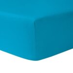 Drap housse 140 x 200 cm 100 % coton turquoise - homerokk