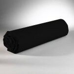 Drap housse - coton - 160 x 200 cm - noir - lastiqu - lavable en machine