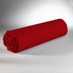 Drap housse - coton - 160 x 200 cm - rouge - lastiqu - lavable en machine