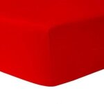Drap housse 160 x 200 cm - rouge 100% coton 57 fils / cm