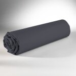Drap housse - coton - 180 x 200 cm - gris - bonnet 25 cm - 57 fils / m