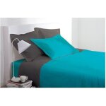 Drap housse - maison fut�e - 160x200 cm - 100% coton - turquoise - 25 cm bonnet