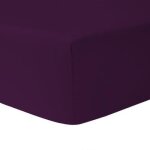 Drap housse 200 x 200 cm - prune 100% coton 57 fils / cm