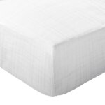 Drap housse 80x200 bonnet 35 double gaze de coton cassis blanc Drap housse 80x200 bonnet 35 double gaze de coton cassis blanc