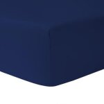 Drap housse 90 x 190 cm - bleu marine 100% coton 57 fils / cm