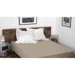 Drap housse beige fonce 160x200 cm + 35 cm 100% coton 57 fils (label oeko - tex)