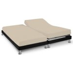 Drap housse beige pour lit articul� jersey extensible 2x90x200 - beige - terre de nuit