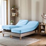 Drap housse bleu ciel pour lit articul� jersey extensible 2x80x200 - bleu ciel - terre de nuit