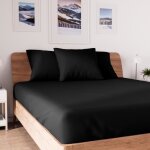 Drap housse en coton 160x200 cm jersey noir par soleil docre