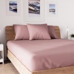 Drap housse en coton 160x200 cm jersey vieux rose par soleil docre