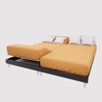 Drap housse tpr en coton 57 fils 2x70x190 cm uni moutarde par soleil docre