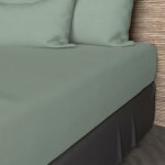 Drap housse en coton 57 fils 90x200 cm uni vert deau par soleil docre