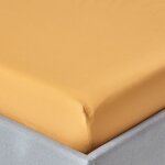 Drap - housse - coton �gyptien - jaune moutarde - 200 fils - 90 x 190 cm - lavable