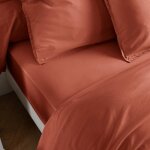 Drap housse coton lav� bonnet 40 cm - someo terracotta 180x200 - rouge terracotta - someo