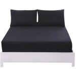 Drap housse couleur unie - 120 x 200 cm - noir