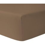 Drap housse double 70 x 190 cm 100 % coton taupe fonce - homerokk