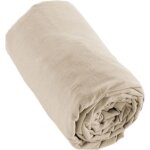 Drap housse flanelle 100% coton 90 x 190 cm - leffet papillon - candice - sable - bonnet 30 cm
