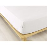 Drap housse flanelle chaude 160 x 200 cm bonnet 30 cm candice blanc Drap housse flanelle chaude 160 x 200 cm bonnet 30 cm candice blanc