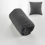 Drap housse flanelle - douceur dint�rieur - 180x200 cm - 2 taies 63x63 cm - bonnet 30 cm - anthracite ...