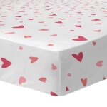 Drap housse enfant 100% coton - matt & rose - heart - blanc - 90x190 / 200cm