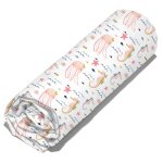 Drap housse imprim 90x190 cm coton biologique marinette rose bonnet 25 cm