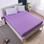 Drap housse - insfity - 200 x 220 cm - polyester - violet - lavable en machine