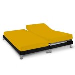 Drap housse jaune moutarde pour lit articul� jersey extensible 2x80x200 - jaune - terre de nuit