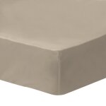 Drap housse en percale de coton bio - matt & rose - beige taupe - taille : 140x200 cm