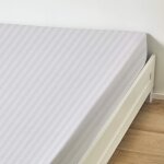 Drap housse satin blanc 140x190 cm - terre de nuit
